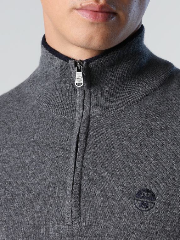 џемпер од еко кашмира средње сиви меланж одећу мушкарци PDV4J795 North Sails