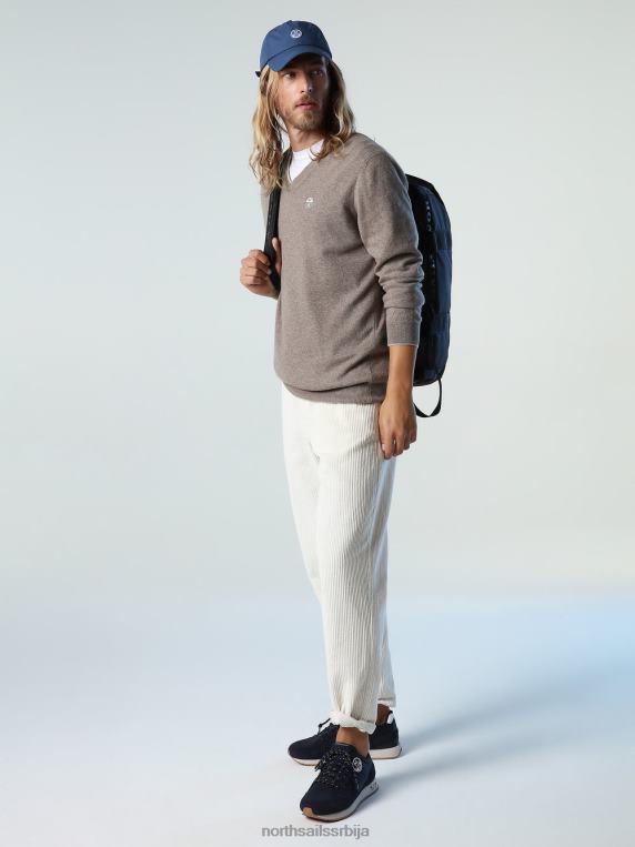 џемпер са В-изрезом фосилни меланж одећу мушкарци PDV4J804 North Sails