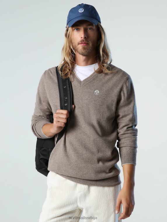 џемпер са В-изрезом фосилни меланж одећу мушкарци PDV4J804 North Sails