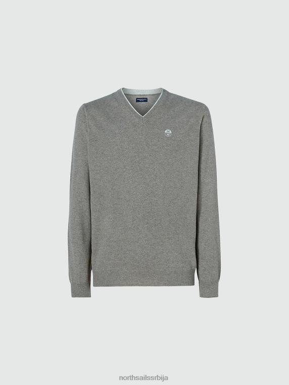 џемпер са В-изрезом фосилни меланж одећу мушкарци PDV4J804 North Sails