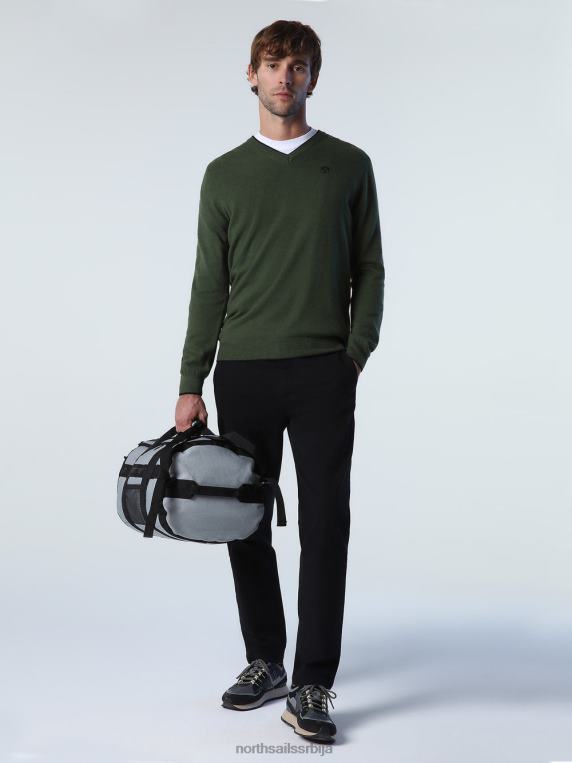 џемпер са В-изрезом бршљан зелен одећу мушкарци PDV4J805 North Sails