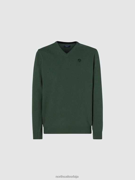 џемпер са В-изрезом бршљан зелен одећу мушкарци PDV4J805 North Sails