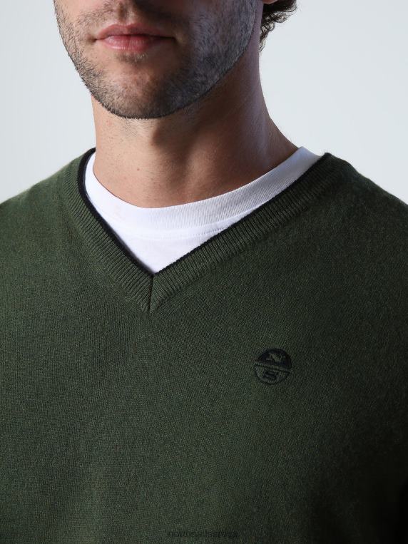 џемпер са В-изрезом бршљан зелен одећу мушкарци PDV4J805 North Sails