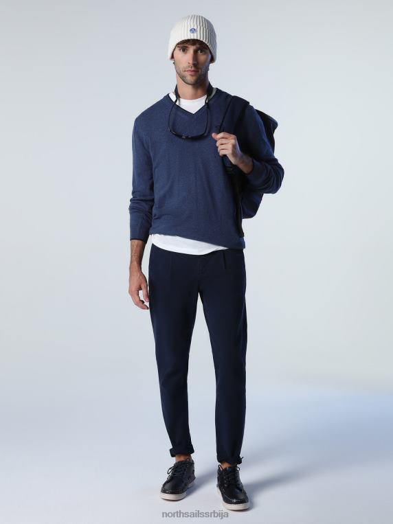 џемпер са В-изрезом кинеско плави меланж одећу мушкарци PDV4J806 North Sails