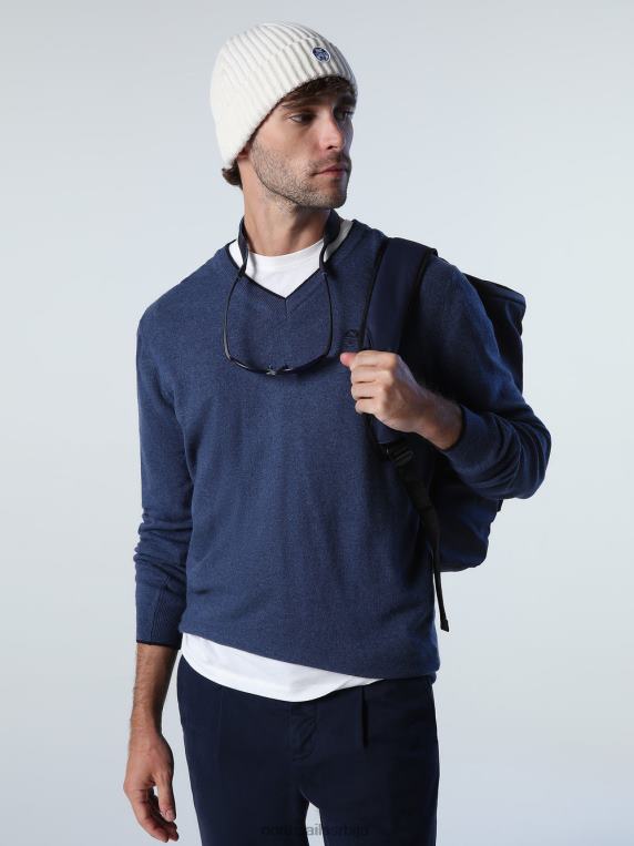 џемпер са В-изрезом кинеско плави меланж одећу мушкарци PDV4J806 North Sails