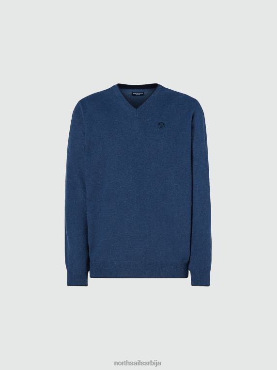 џемпер са В-изрезом кинеско плави меланж одећу мушкарци PDV4J806 North Sails