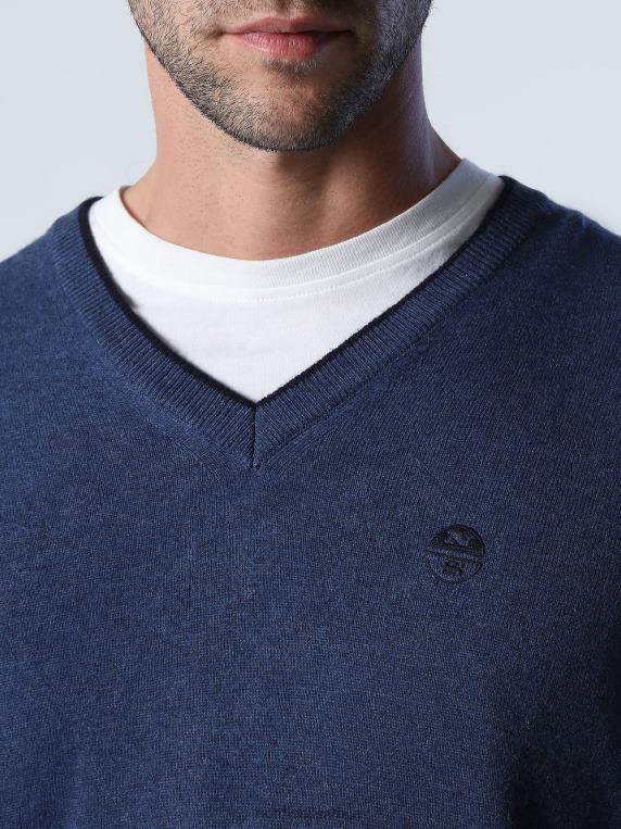 џемпер са В-изрезом кинеско плави меланж одећу мушкарци PDV4J806 North Sails