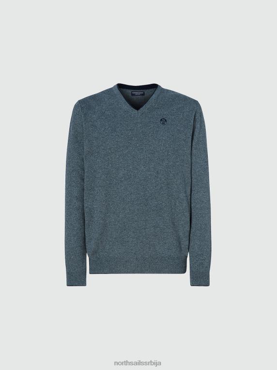 џемпер са В-изрезом средње сиви меланж одећу мушкарци PDV4J809 North Sails