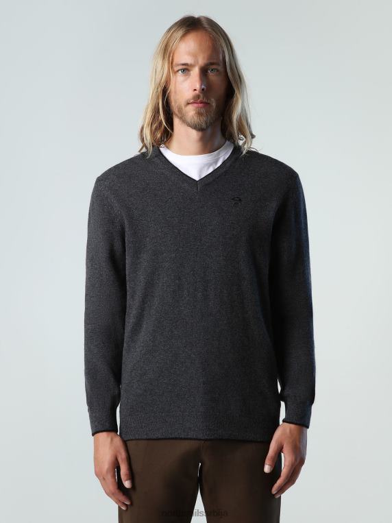 џемпер са В-изрезом тамно сиви меланж одећу мушкарци PDV4J810 North Sails