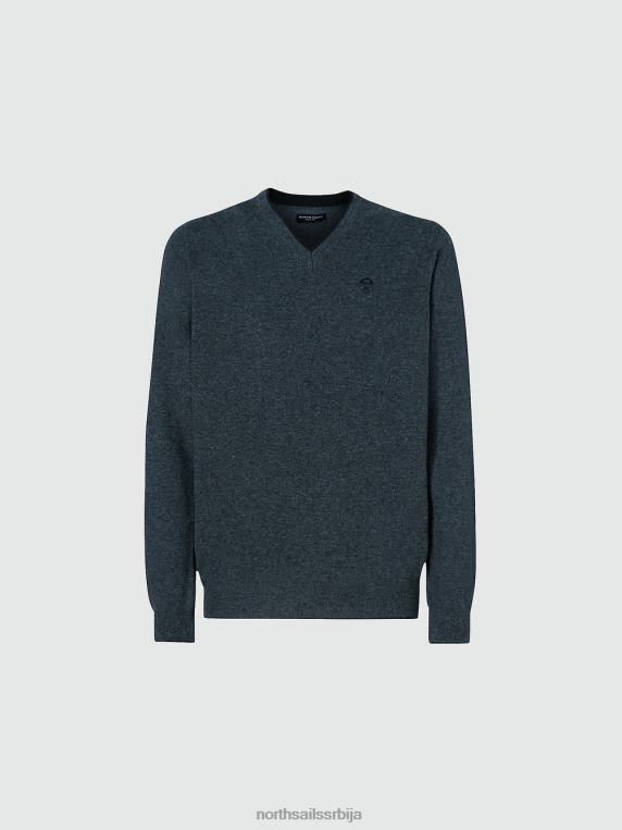 џемпер са В-изрезом тамно сиви меланж одећу мушкарци PDV4J810 North Sails
