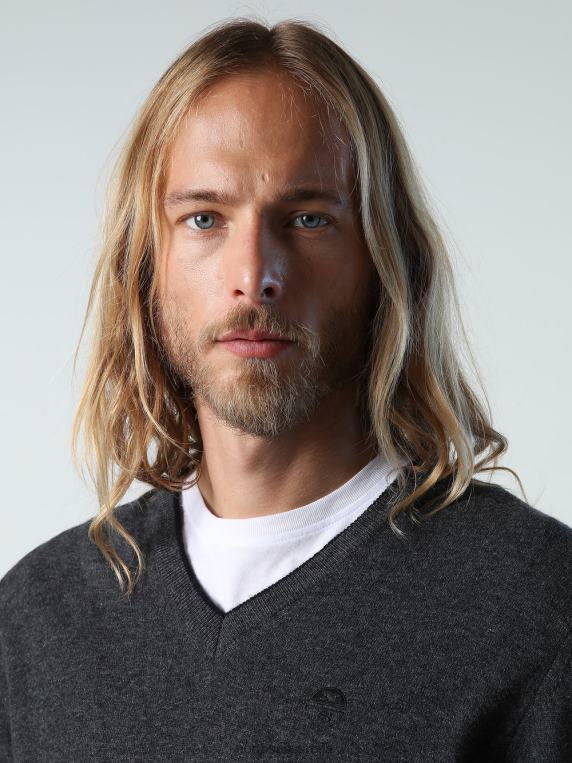 џемпер са В-изрезом тамно сиви меланж одећу мушкарци PDV4J810 North Sails