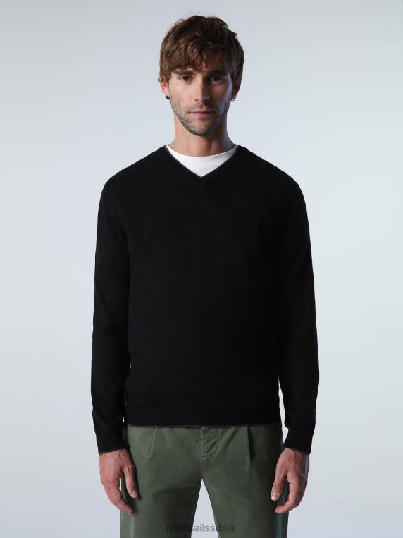 џемпер са В-изрезом црн одећу мушкарци PDV4J811 North Sails