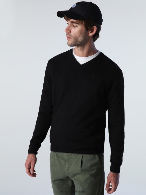 џемпер са В-изрезом црн одећу мушкарци PDV4J811 North Sails