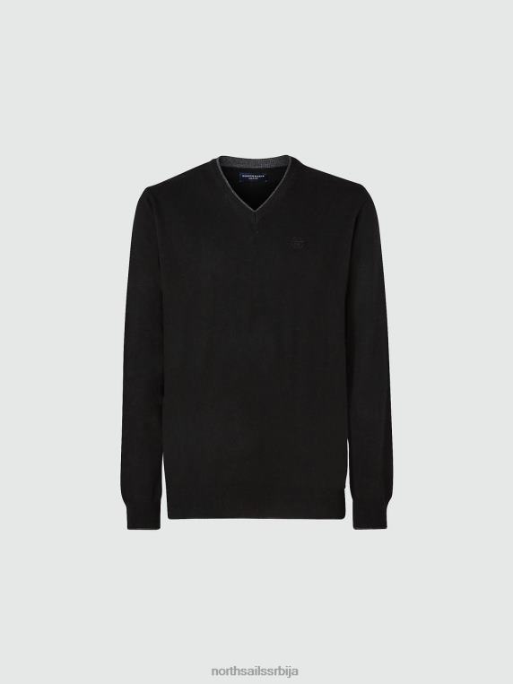 џемпер са В-изрезом црн одећу мушкарци PDV4J811 North Sails