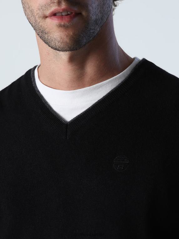 џемпер са В-изрезом црн одећу мушкарци PDV4J811 North Sails