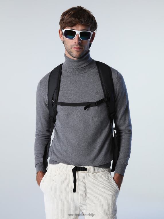 џемпер с овратником средње сиви меланж одећу мушкарци PDV4J879 North Sails