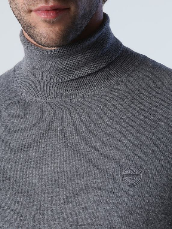 џемпер с овратником средње сиви меланж одећу мушкарци PDV4J879 North Sails