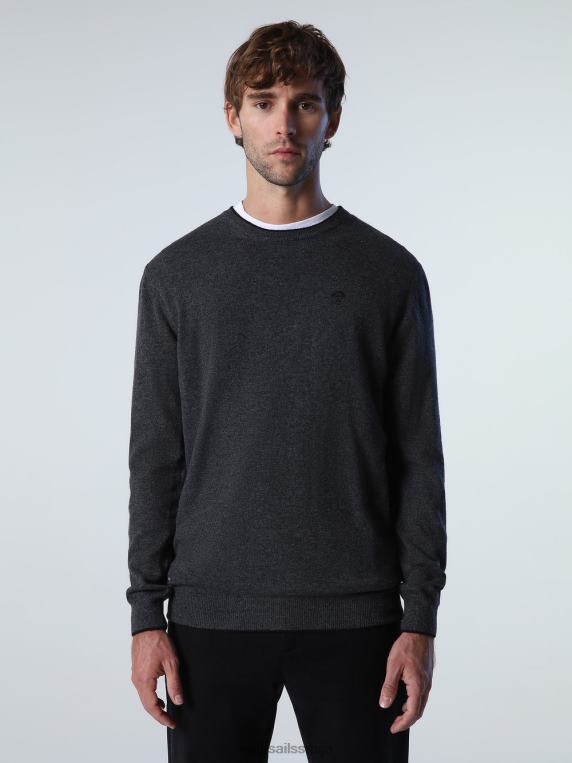 еко џемпер од кашмира тамно сиви меланж одећу мушкарци PDV4J893 North Sails
