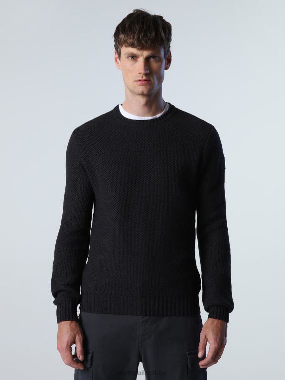 џемпер од саћа асфалтни меланж одећу мушкарци PDV4J900 North Sails