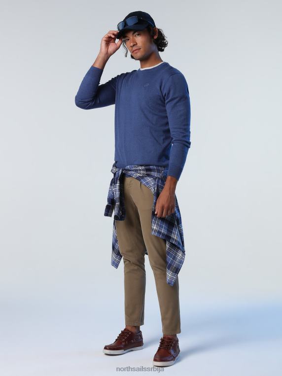 џемпер са великим изрезом тексас плави меланге одећу мушкарци PDV4J908 North Sails