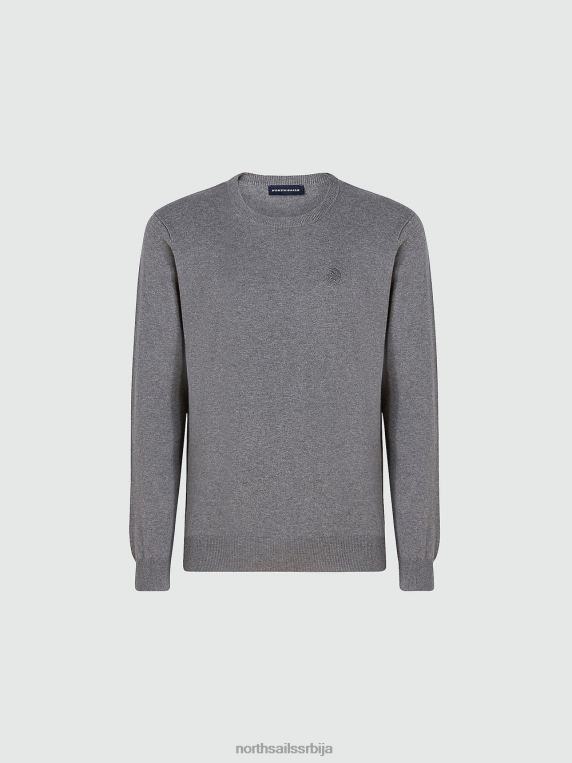 џемпер са великим изрезом средње сиви меланж одећу мушкарци PDV4J910 North Sails