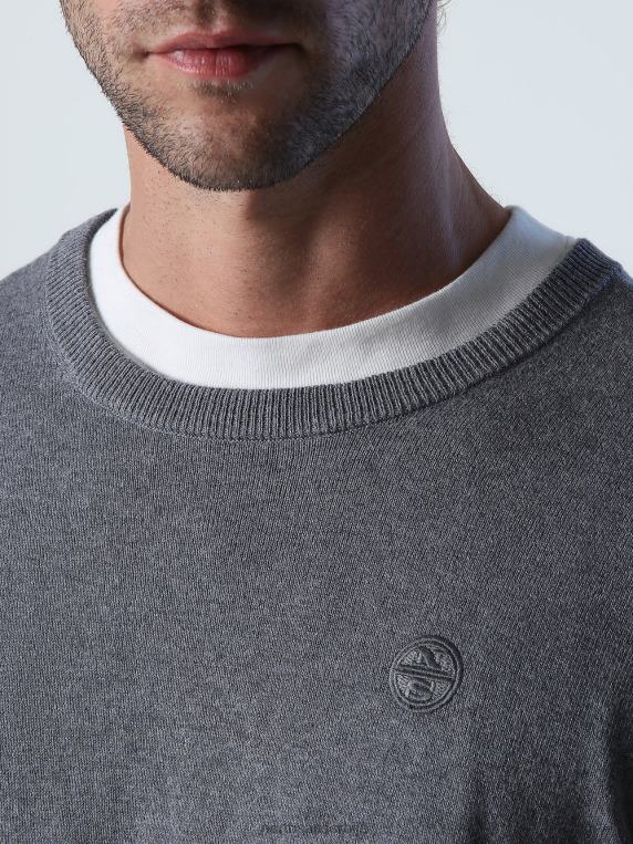 џемпер са великим изрезом средње сиви меланж одећу мушкарци PDV4J910 North Sails