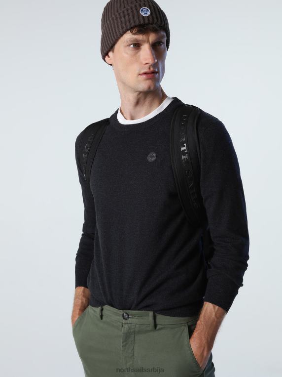 џемпер са великим изрезом тамно сиви меланж одећу мушкарци PDV4J911 North Sails