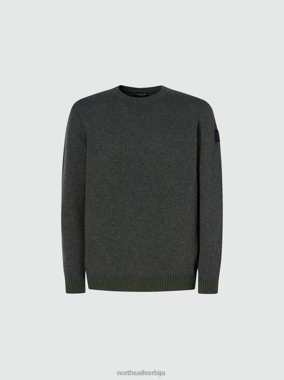 џемпер од рециклиране вуне бршљан зелен одећу мушкарци PDV4J989 North Sails