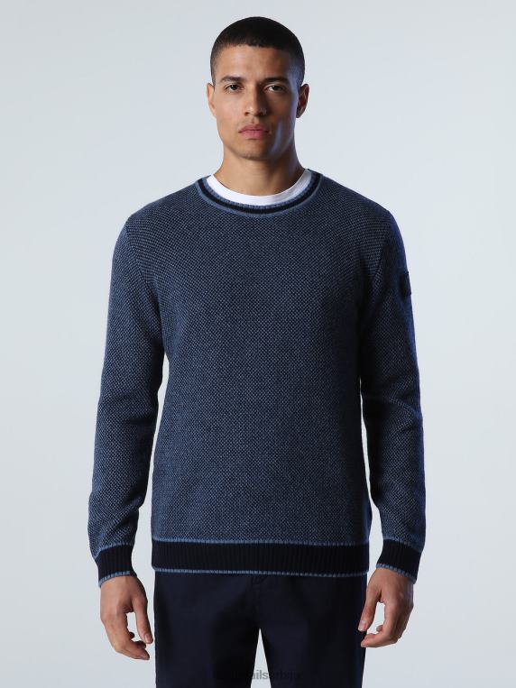 џемпер од рециклиране вуне Морнарско плаво одећу мушкарци PDV4J990 North Sails