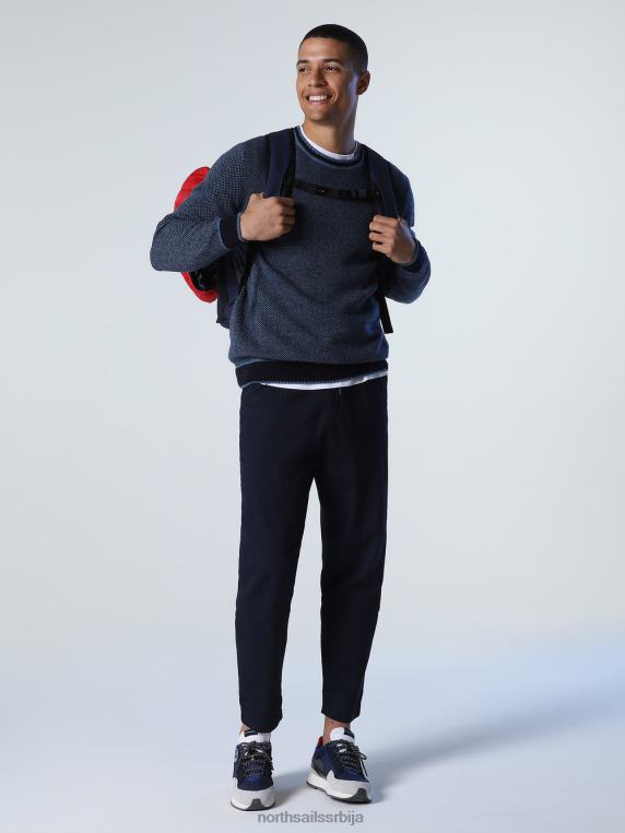 џемпер од рециклиране вуне Морнарско плаво одећу мушкарци PDV4J990 North Sails