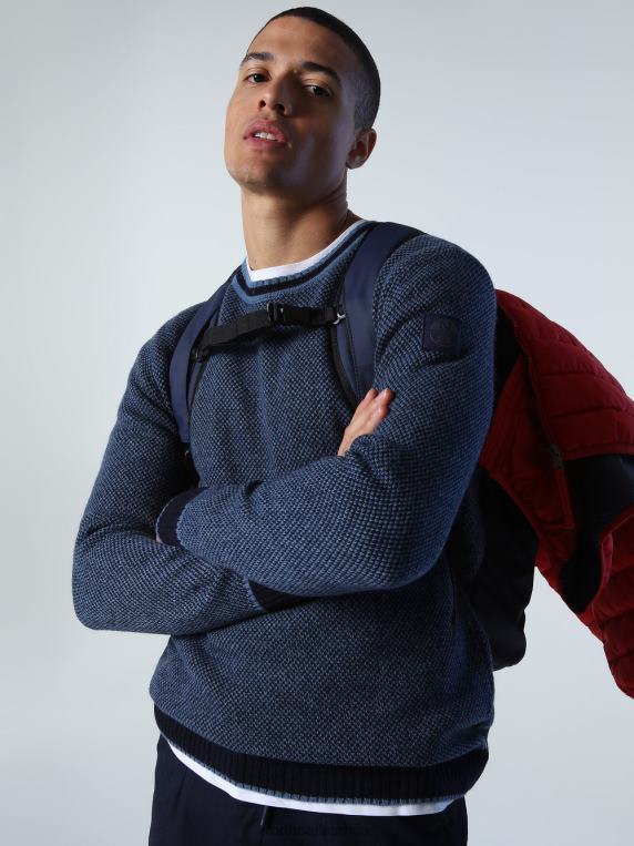 џемпер од рециклиране вуне Морнарско плаво одећу мушкарци PDV4J990 North Sails