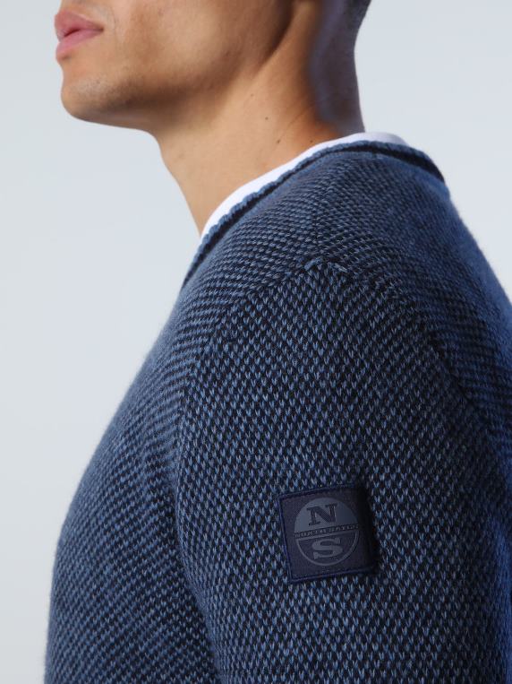 џемпер од рециклиране вуне Морнарско плаво одећу мушкарци PDV4J990 North Sails